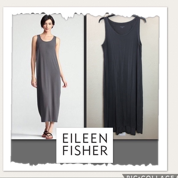 Eileen Fisher Dresses & Skirts - ❤️SOLD❤️Eileen Fisher Grey Scoop Neck Midi Dress